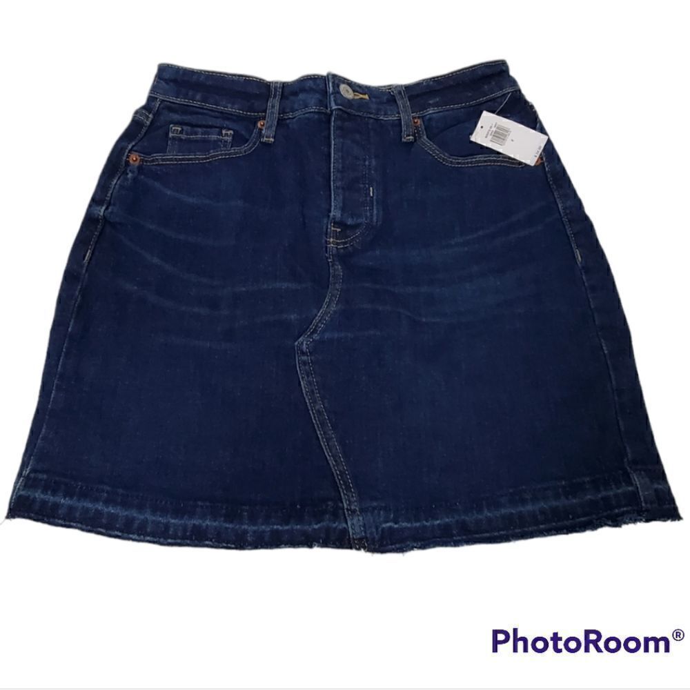Old Navy High Waist Raw Mini Jean Skirt